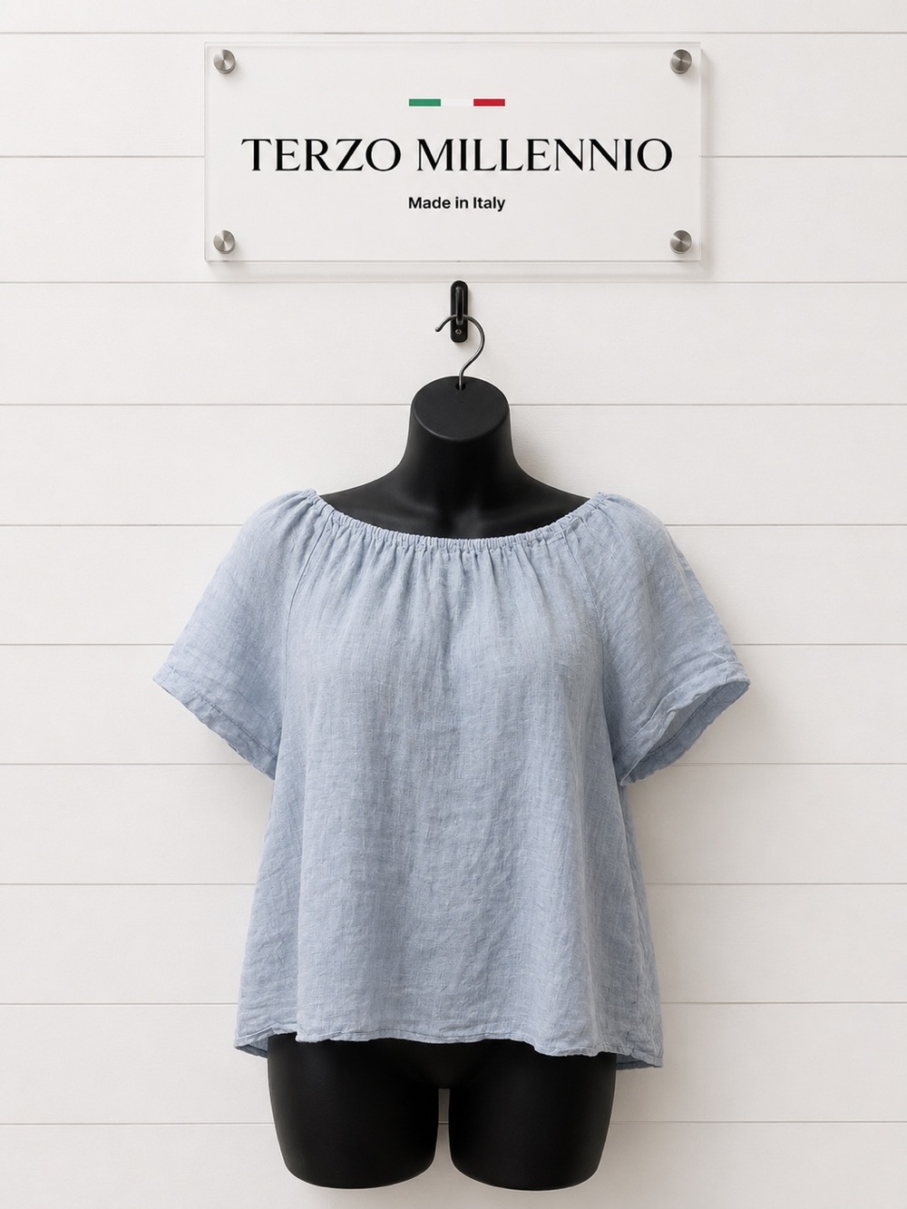 Terzo Millennio Italy Linen Off-Shoulder Blouse Size L